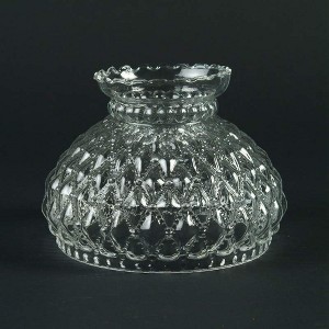 B & P Clear Diamond Quilt Design Glass Oil Lamp Shade 7in Fitter - 1 of 3