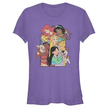 Juniors Womens Disney Princess Pets Distressed T-Shirt