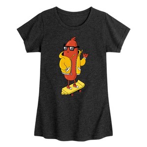 Girls' - Instant Message - Hot Dog Skater Fitted Short Sleeve Graphic T-Shirt - 1 of 4