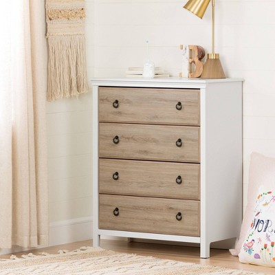 South Shore Cotton Candy 4-Drawer Kids' Chest Pure White and Rustic Oak
