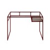 INFURNIC Writing Desk Rectangular Modern Desk with Glass Top and Open Storage Compartment for Stylish Office, Red, 24"*48"*31" - 2 of 4