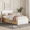 CAVINAS Twin Size Platform Bed,Bed Frame with Headboard and Footboard,No Box Spring Needed,Assembly Required,White/Oak - 2 of 4