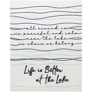 Pavilion Gift Company - Life is Better at the Lake - 12" x 15" Embroidered Plaque - Wall Sign Panels - 1 of 4