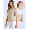 INSPIRE CHIC Women's Floral Jacquard Puff Short Sleeve Peter Pan Collar Blouse - 2 of 4