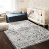 Vintage Rug Soft  Non Slip Plush Carpet Low Pile Stain Resistant Floor Cover Oriental Accent  Rug for Living Room Bedroom Nursery,Grey/5'3"x7'3" - 4 of 4