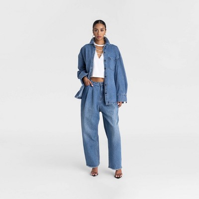 KBB by KAHLANA Women's Long Sleeve 'The Samira Shirt' - Medium Wash