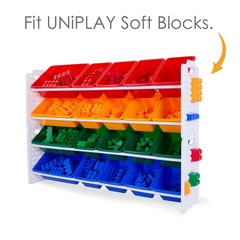 UNiPLAY Toy Organizer With 20 Removable Storage Bins and Block Play Panel, Multi-Size Bin Organizer, 3 of 8