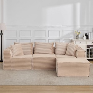 141" Modular Cloud Sectional Sofa with Ottoman - No Assembly Compression Packaged, Ultra Soft Memory Foam, Convertible Couch for Living Room - 1 of 4