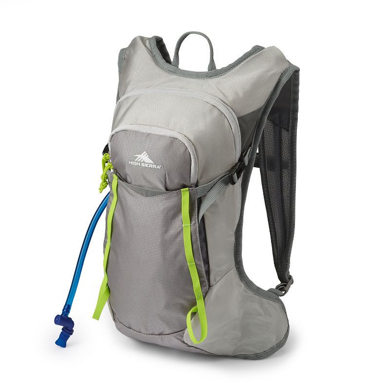 High Sierra Hydrahike 2.0 8L Hydration Water Backpack with Insulated Reservoir Pocket for Hiking, Running, Climbing, or Cycling, Gray & Green, 2 of 7