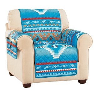 Collections Etc Quilted Turquoise Southwest Aztec Furniture Cover - 1 of 2
