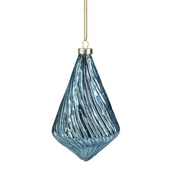 Northlight 4.75" Blue Glitter Swirl Glass Christmas Pendant Ornament