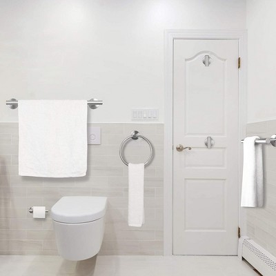 6-Pieces Stainless Steel Wall Mounted Bathroom Hardware Set with Hand Towel Bar Toilet Paper Holder and Robe Towel Hooks