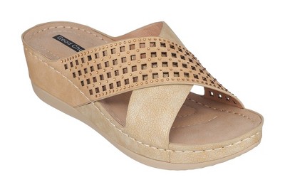 Gc Shoes Isabella Gold 7.5 Embellished Comfort Slide Wedge Sandals : Target