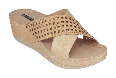 Gc Shoes Gretchen Double Velcro Band Comfort Slide Flat Sandals