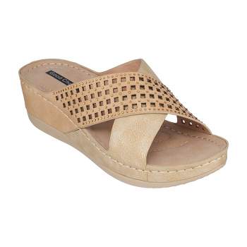 Gc Shoes Tokyo Gold 6 Flower Comfort Slide Wedge Sandals : Target