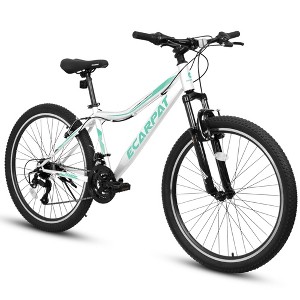 NAYSAYE Bicycles 26 Inch Mountain Bike 21 Speeds Front Suspension Carbon Steel Frame for Off Road, White, 69"*27"*39" - 1 of 4