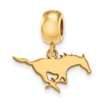 Black Bow Jewelry 14k Yellow Gold Plated Sterling Silver Southern Methodist Mustangs NCAA Bead Charm