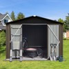 Gulches Metal garden sheds 10ft¡Á8ft outdoor storage sheds for Garbage Cans, Garden Accessories, Backyard, and Patio Use, Vanilla, Brown + Black - 2 of 4