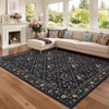 Washable Farmhouse Floral Print Living Room Rugs, Soft Non Slip Modern Bedroom Carpet, Ultra Thin Floor Rug for Home Office - 3 of 4