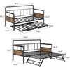 Daybed with Trundle, Twin Daybed with Pop Up Trundle Set, Metal Twin Bed Frame with Steel Slat Support, Sofa BedFrame - 3 of 4