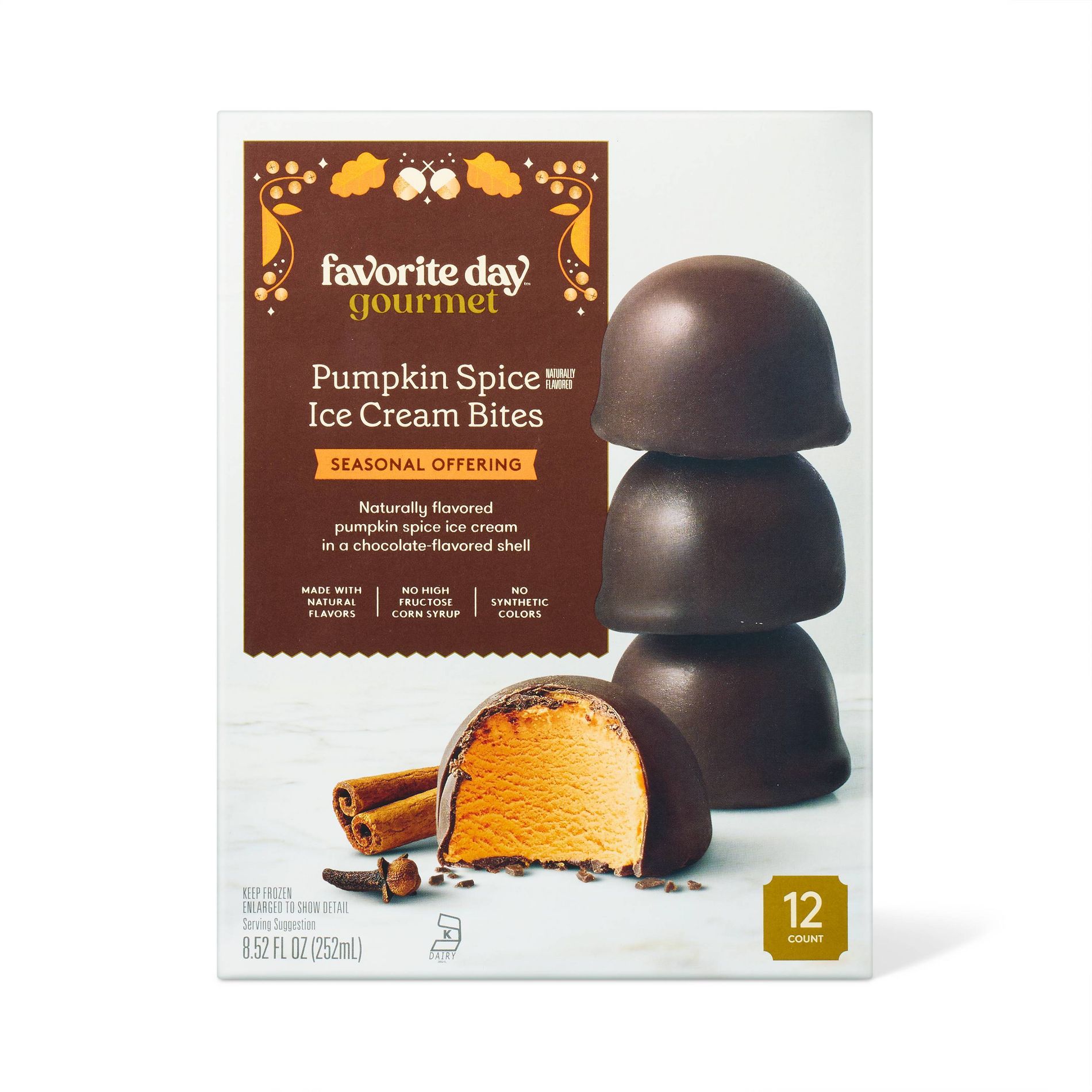 Frozen Pumpkin Spice Ice Cream Bites - 8.52oz/12ct - Favorite Day™
