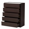 Walker Wood 5 Drawer Chest with Faux Marble Top Dark Brown/Marble/Gold - Baxton Studio: Space-Saving Storage Furniture - 2 of 4