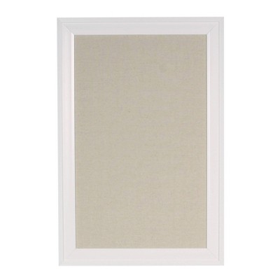 19" x 28" Bosc Framed Linen Fabric Pinboard White - DesignOvation