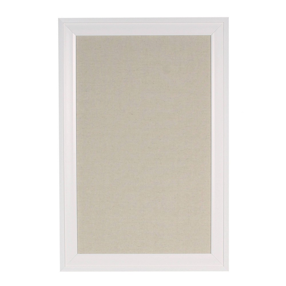 Photos - Dry Erase Board / Flipchart 18.5" x 27.5" Bosc Framed Linen Fabric Pinboard White - DesignOvation