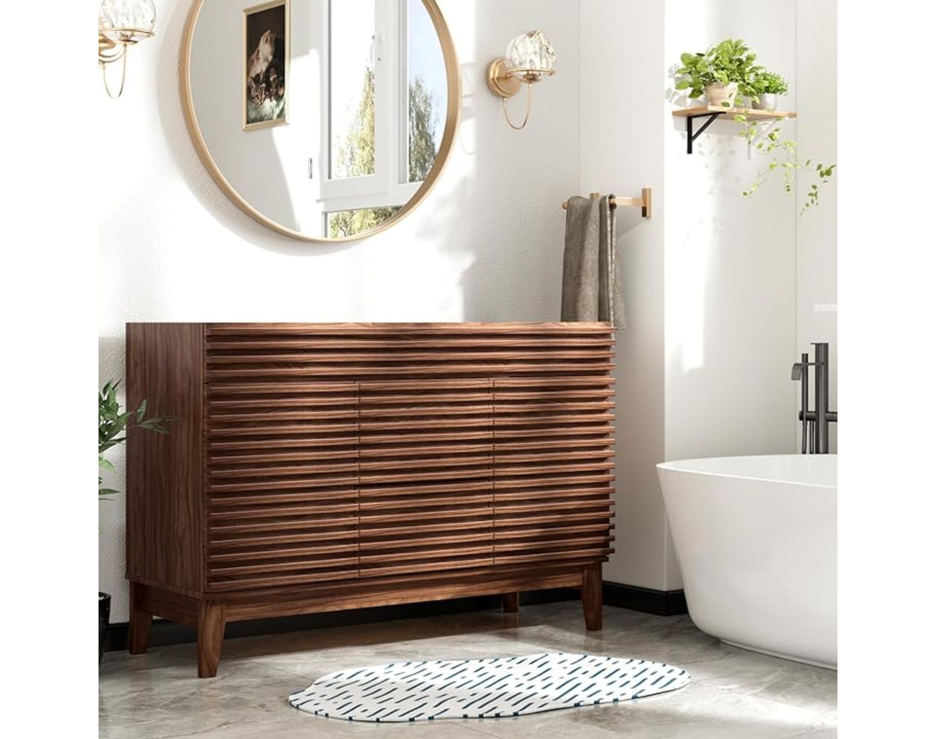 48.0 in. Freestanding Bath Vanity Cabinet without Top in Walnut Assembly required