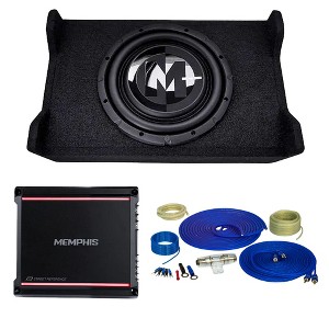Memphis Audio PRXSE10S2 PR Shallow Single 10” Loaded Enclosure with Memphis 600W Mono Amplifier and Wiring Kit - 1 of 4