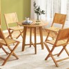 Tangkula 31.5" Patio Dining Table Round Teak Wood Dining Table w/ Slatted Tabletop Garden - 4 of 4