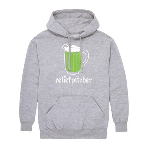 Men's - Instant Message - Relief Pitcher Green Beer Graphic Fleece Pullover Hoodie - 1 of 4