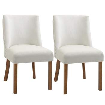 HOMCOM Modern Dining Chairs Set of 2 with High Back, Upholstered Seats and Solid Wood Legs for Kitchen