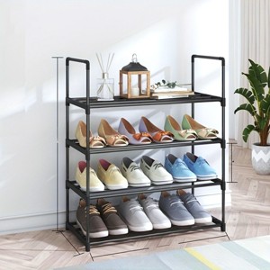SEVOBAL 4-Tier Sturdy Shoe Organizer Metal Storage Shelf for Multiful Pairs Stackable for Closet Entryway Hallway, Black, 6.69"*2.76"*22.44" - 1 of 4