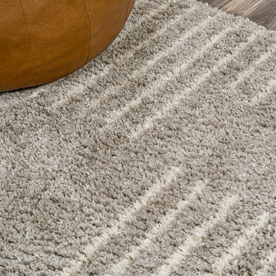 Gray and Ivory Rectangular Shag Area Rug