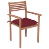 vidaXL Patio Chairs 2 pcs with Wine Red Cushions Solid Teak Wood - 2 of 4