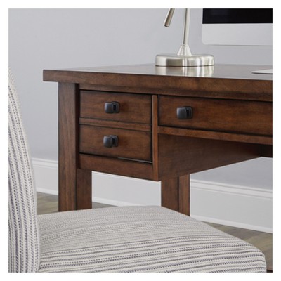 Tahoe Aged Maple Executive Desk with Keyboard Tray and Drawers