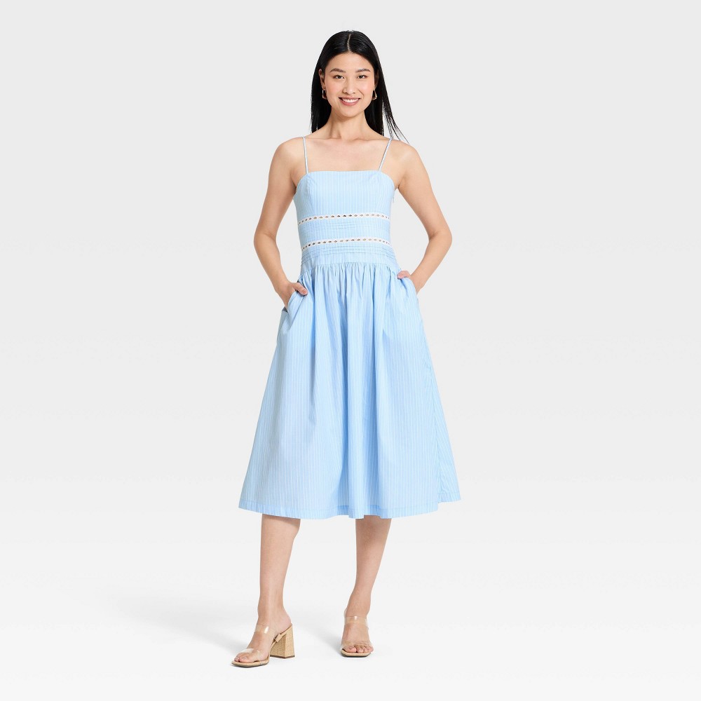 Women's Lace Trim Midi Dress - A New Day™ Light Blue M