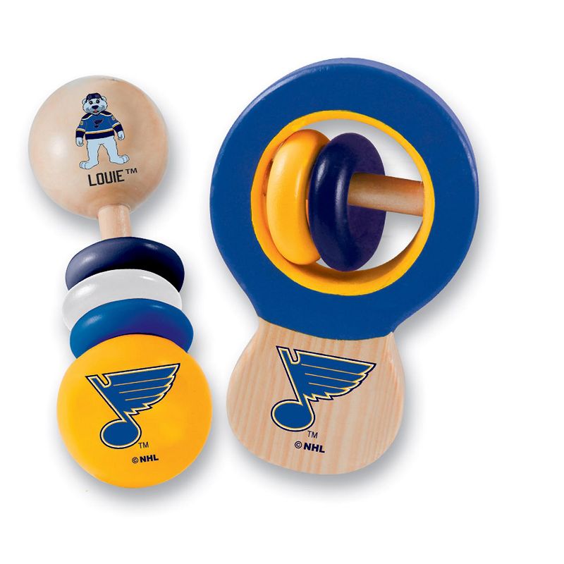 Baby Fanatic Wood Rattle 2 Pack - NHL St. Louis Blues Baby Toy Set, 2 of 5