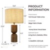 ALOADECOR 24'' Japandi Honey Brown Wood Base Bedside Table Lamp Modern Classic Nightstand Lamp with Beige Linen Fabric Shade for Bedroom - 3 of 4