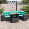 vidaXL Patio Sofa Set with Cushions Table and Sofa Sections 6 Piece Poly Rattan - Black - 2 of 4