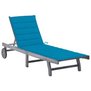 vidaXL Patio Sun Lounger with Cushion Gray Solid Wood Acacia - 1 of 4