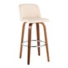 30" Mid-Century Modern Barstools Set of 2 with Swivel, Tufted Seat, and Wood Legs with Round Metal Footrest - 2 of 4