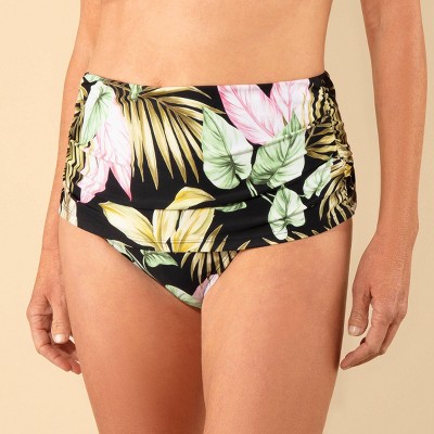 Lands' End Women's Shirred High Waist Bikini Bottom - Black