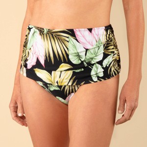 Lands' End Women's Shirred High Waist Bikini Bottom - Black - 1 of 3