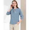 INSPIRE CHIC Women's Work Office Keyhole Pleated Front Ruched 3/4 Sleeve Chiffon Blouse - image 4 of 4