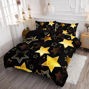Luupatchy Golden Stars Comforter Bedding Set with 1 Comforter 2 Pillowcase - 1 of 4