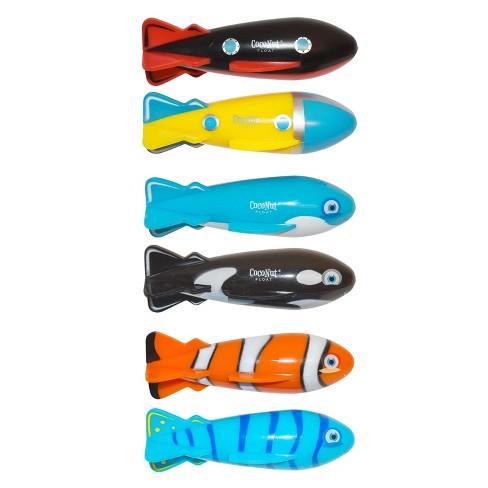 CocoNut Outdoor Torpedo Racers Dive Toys - 6-Pack Assortment (2 Whales, 2 Submarines, 2 Tropical Fish) - image 1 of 4