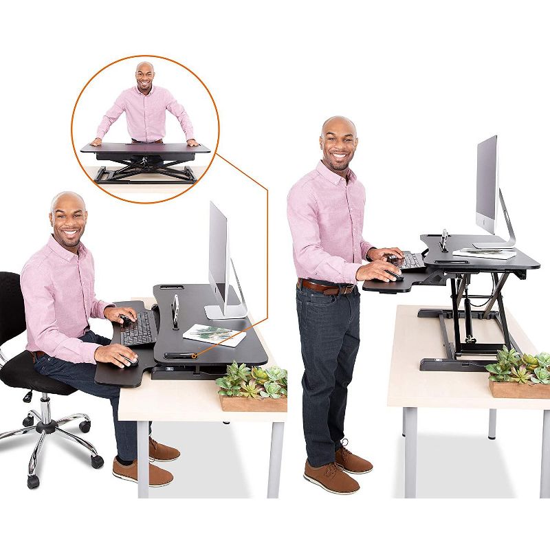FlexPro Hero Standing Desk Converter - 37” Sit to Stand Desk with Keyboard Tray – Stand Steady, 3 of 13