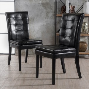 Dining Chairs Set Of 2, Modern PU Leather Armless Dining Room Chairs Wood Legs Kitchen Chairs, Upholstered Dining Chairs With Backrest For Living Room - 1 of 4
